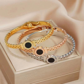 Arihant Stainless Steel Gold, Rose Gold and Silver Roman numerals Zig Zag Style Contemporary Bracelet