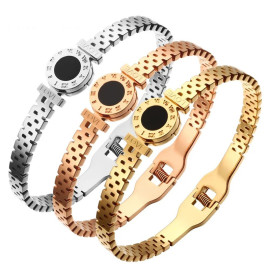 Arihant Stainless Steel Gold, Rose Gold and Silver Roman numerals Zig Zag Style Contemporary Bracelet