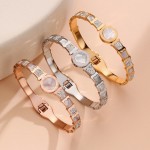 Arihant Stainless Steel Gold, Rose Gold and Silver Mother Of Pearl Roman Numerals AD Studded Bracelet