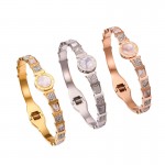 Arihant Stainless Steel Gold, Rose Gold and Silver Mother Of Pearl Roman Numerals AD Studded Bracelet