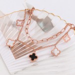 Arihant Stainless Steel Gold, Rose Gold and Silver Mother Of Pearls Clover inspired Irish Design Bracelet