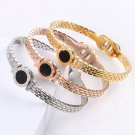 Arihant Stainless Steel Gold, Rose Gold and Silver Roman numerals Zig Zag Style Contemporary Bracelet
