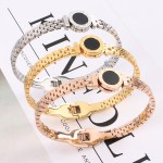 Arihant Stainless Steel Gold, Rose Gold and Silver Roman numerals Zig Zag Style Contemporary Bracelet