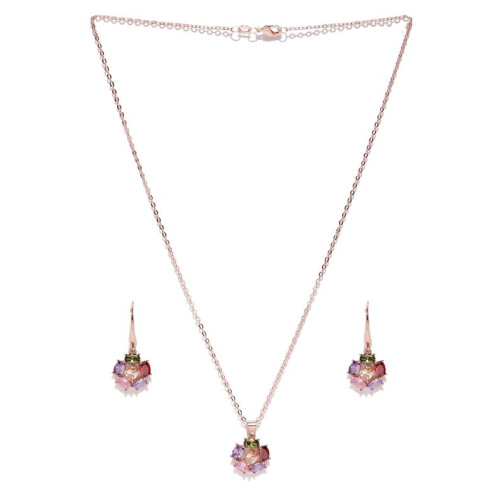 Gold Plated Multicolour Cubic Zirconia Floral Jewe...