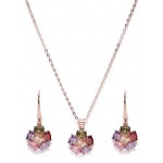Gold Plated Multicolour Cubic Zirconia Floral Jewellery Set 4085 4085