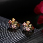 Gold Plated Cubic Zirconia Floral Shaped Pendant Set 4095