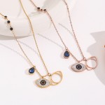 Arihant Stainless Steel Gold Plated & Rose Gold Plated American Diamond Studded Evil Eye Pendant