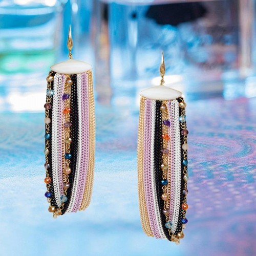 Arihant Onyx Multicolour Designer Chain Drop Earrings 2268