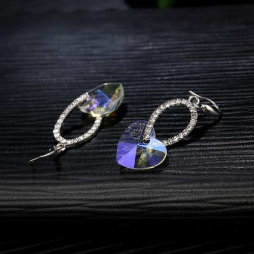Arihant Platinum Plated Heart Shape Crystal Drop Earrings 2446