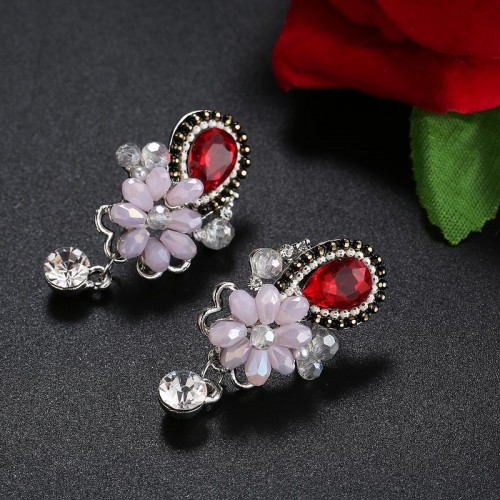 Arihant Platinum Plated Floral Drop Earrings 2528