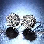 Arihant Silver Plated American Diamond Studded Beautiful Circular Solitaire Stud Earrings