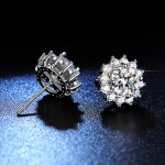 Arihant Silver Plated American Diamond Studded Floral Solitaire Stud Earrings