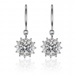 Arihant Silver Plated Crystal Studded Anti Tarnish Floral Solitaire Drop Earrings