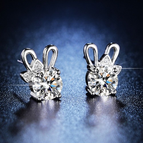 Arihant Silver Plated Crystal Studded Unique Bow Tie Clip Solitaire Stud Earrings