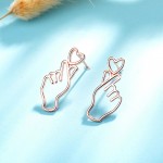 Arihant Rose Gold Plated Finger Heart Style Korean Stud Earrings