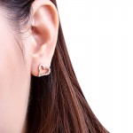 Arihant Rose Gold Plated American Diamond Studded Heart Shape Korean Stud Earrings