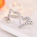 Arihant Silver Plated American Diamond Studded Heart Shape Korean Stud Earrings