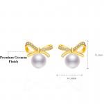 Arihant Gold Plated American Diamond Studded Bow-Tie Shape Korean Stud Earrings