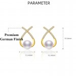 Arihant Gold Plated American Diamond Studded Cross Shape Korean Stud Earrings