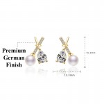 Arihant Gold Plated American Diamond Studded Cross Shape Korean Stud Earrings