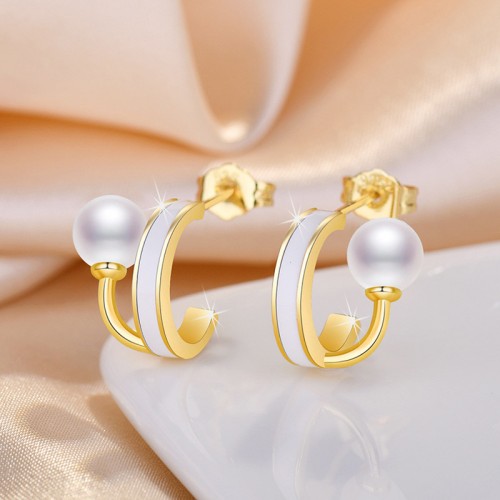 Arihant Gold Plated Freshwater Pearl Studded Retro Stud Earrings