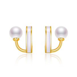 Arihant Gold Plated Freshwater Pearl Studded Retro Stud Earrings