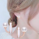 Arihant Rose Gold Plated Freshwater Pearl Studded Retro Stud Earrings