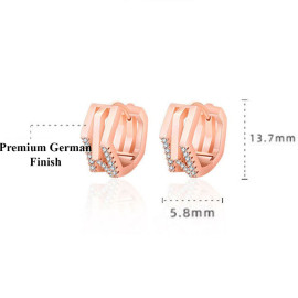 Arihant Rose Gold Plated American Diamond Studded Geometric Korean Hoop Earrings