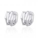 Arihant Silver Plated American Diamond Studded Geometric Korean Hoop Earrings