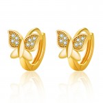 Arihant Gold Plated American Diamond Studded Butterfly Shape Korean Hoop Earrings
