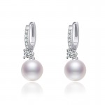 Arihant Silver Plated American Diamond Studded Contemporary Pearl Korean Drop Earrings