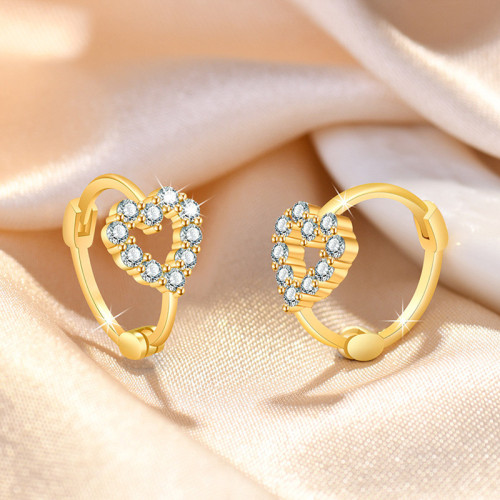 Arihant Gold Plated American Diamond Studded Heart Shape Hoop Earrings