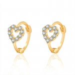 Arihant Gold Plated American Diamond Studded Heart Shape Hoop Earrings