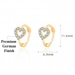 Arihant Gold Plated American Diamond Studded Heart Shape Hoop Earrings