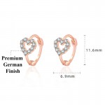 Arihant Rose Gold Plated American Diamond Studded Heart Shape Hoop Earrings
