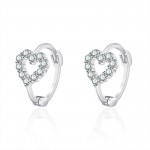 Arihant Silver Plated American Diamond Studded Heart Shape Hoop Earrings