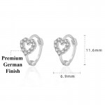 Arihant Silver Plated American Diamond Studded Heart Shape Hoop Earrings