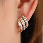 Arihant Gold Plated American Diamond Studded Contemporary Korean Stud Earrings