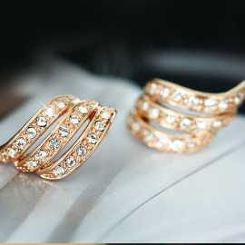 Arihant Gold Plated American Diamond Studded Contemporary Korean Stud Earrings