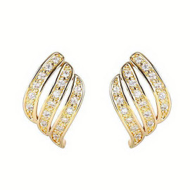 Arihant Gold Plated American Diamond Studded Contemporary Korean Stud Earrings