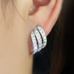 Arihant Silver Plated American Diamond Studded Contemporary Korean Stud Earrings