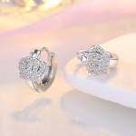 Arihant Silver Plated American Diamond Studded Crown Shape Korean Hoop Earrings