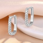 Arihant Silver Plated American Diamond Studded Geometrical Korean Hoop Earrings