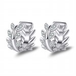 Arihant Silver Plated American Diamond Studded Leaf inspired Hoop Earrings