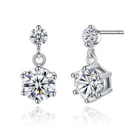 Arihant Silver Plated American Diamond Studded Hexagon Shape Korean Drop Earrings