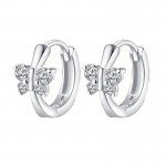 Arihant Silver Plated American Diamond Studded Butterfly Shape Korean Hoop Earrings