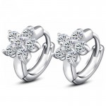 Arihant Silver Plated American Diamond Studded Floral Korean Hoop Earrings