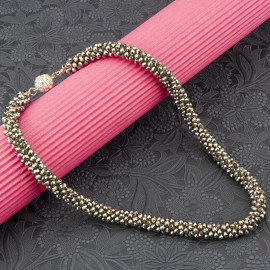 Arihant Gunmetal Toned Silver Plated Beaded Handcrafted Necklace 8039