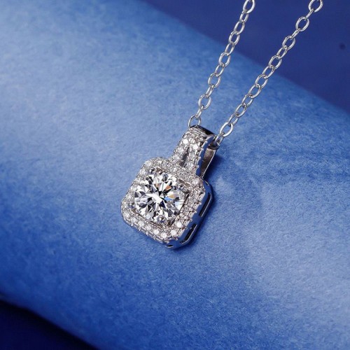 Arihant Silver Plated Crystal Studded Square Shape Anti Tarnish Solitaire Pendant