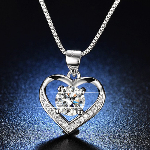 Arihant Silver Plated American Diamond Studded Heart Themed Anti Tarnish Pendant